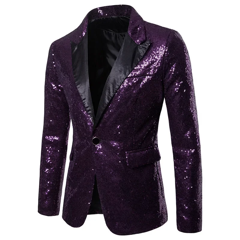 

10196 sequined High end groom host performance suit