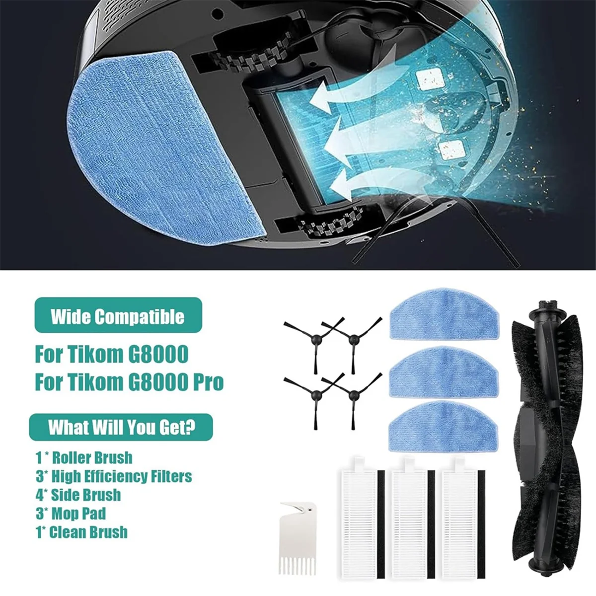 For G8000 / G8000 Pro, for G20, G20 Pro, for 3 Vacuum Cleaner Main Side Brush Hepa Filter