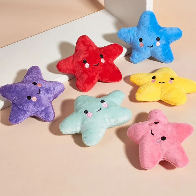 6PCS/pack Puppy Dog Plush pentagram Squeaky Toys for Small Medium Dogs Bone Aggressive Chewers for Puppy Accessories