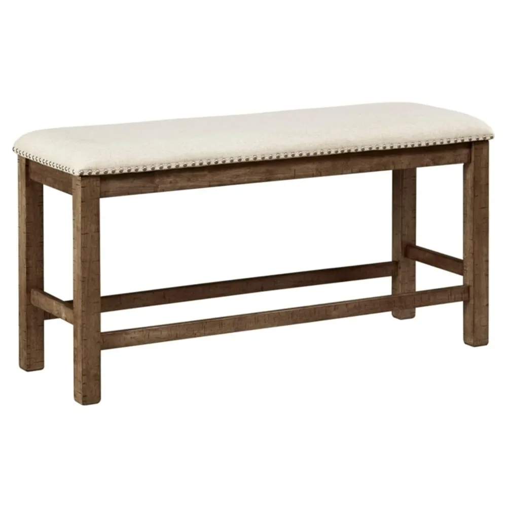 Upholstered Dining Room Bench, Made of wood,  Cozy polyester upholstery,  Vintage-inspired details, Brown,  Free shipping