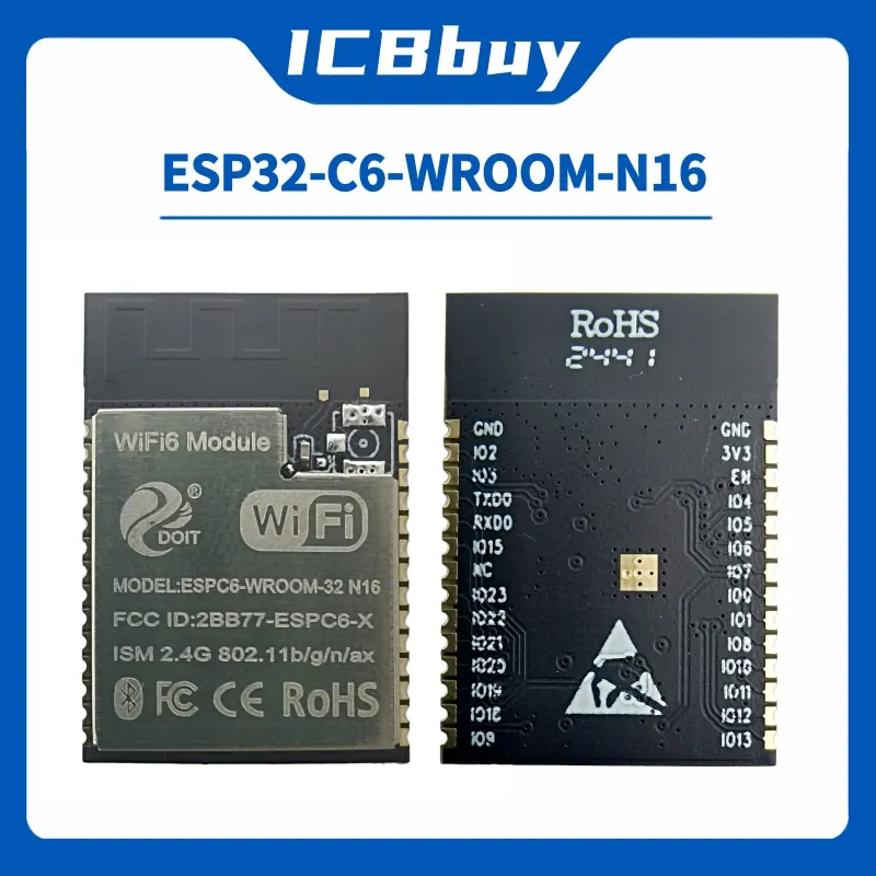 ESPC6-WROOM-32 N16 Module WIFI/Bluetooth/Zigbee Compatible with ESP32-C6-WROOM-1