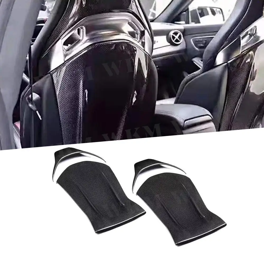 

Carbon fiber Seat Back Cover Trim Decoration Stickers For Mercedes Benz A45 CLA45 GLA45 C63 AMG C43 E63 2012-18 4PCs/Set