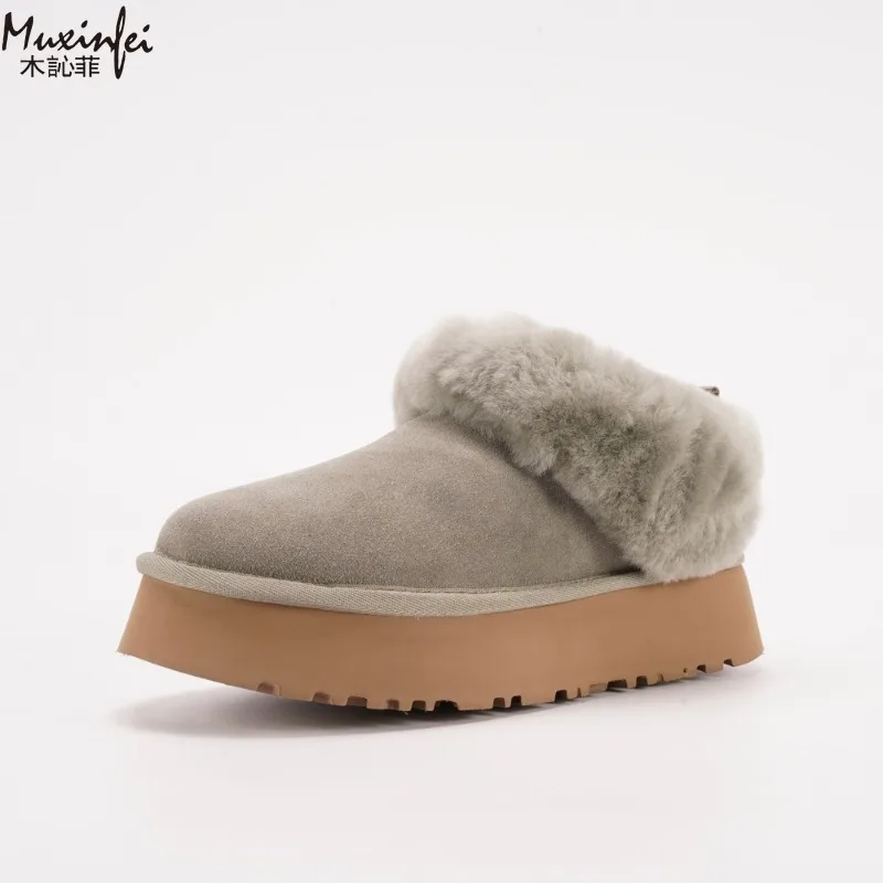 2025 겨울 신상 두꺼운 밑창 털부츠 여성용 양털 통합 두꺼운 여성 부츠