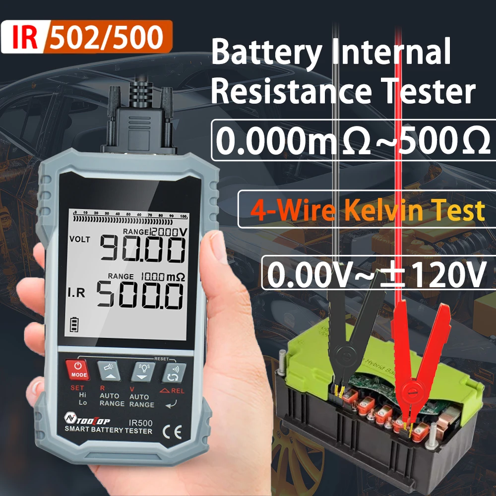 TOOLTOP ±120V Internal Resistance Tester High-precision Lead-acid Nickel-cadmium Lithium Battery Four-wire Kelvin Battery Tester