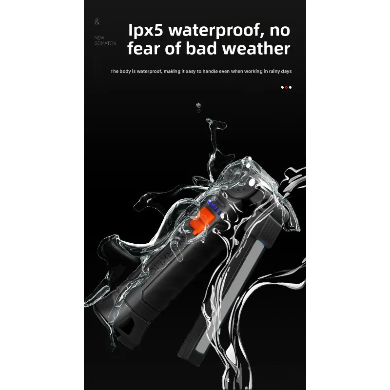 COB 자석 접이식 자동차 수리 작업등 - 다기능 초강력 손전등, 충전식, 휴대용 레드 알람