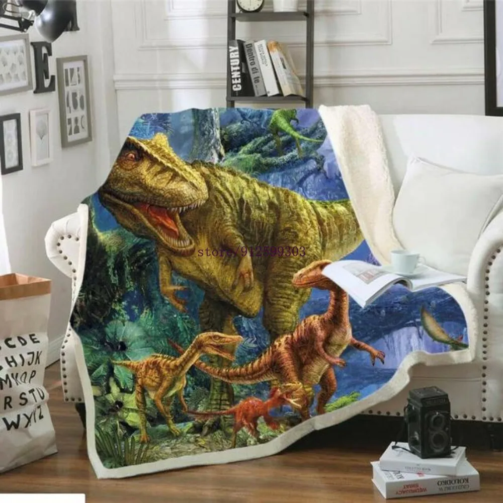 Kids Anime Dinosaur 3D Blanket Fleece Cartoon Art Print Children Warm Bed Throw Blanket Newborn Bayby Blanket style