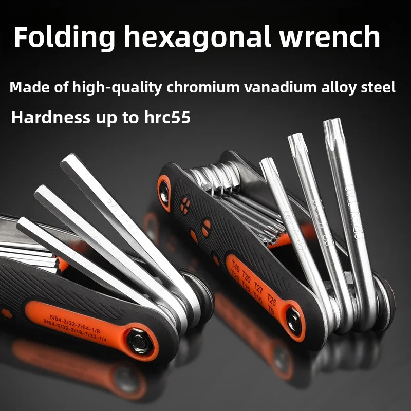 

Folding Hexagonal Wrench Tool Set Metric Imperial Plum Screwdriver Universal 6 Angle Internal Hexagonal Wrench