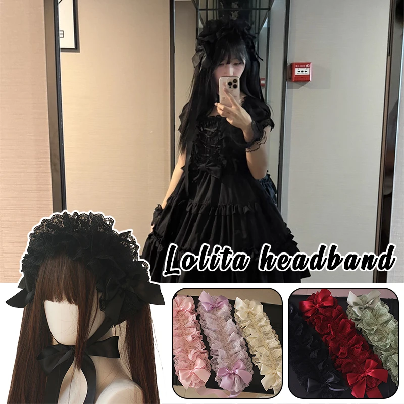 하라주쿠 고딕 로리타 수제 모자 빅토리아 Bnt 레이스 꽃 나비 넥타이 머리띠 애니메이션 코스프레 공주 레이스 보닛 머리 장식