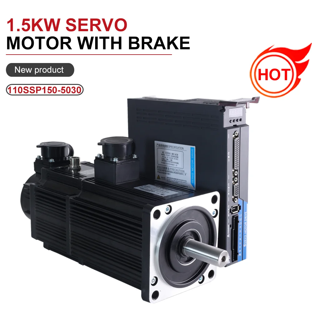 AC Servo Motor Kit 1.5KW 110SSP150-5030 5N.m 6.0A AC200-240V ASD2200 Servo Drive + 3M Cable CNC Medical Instruments Equipment