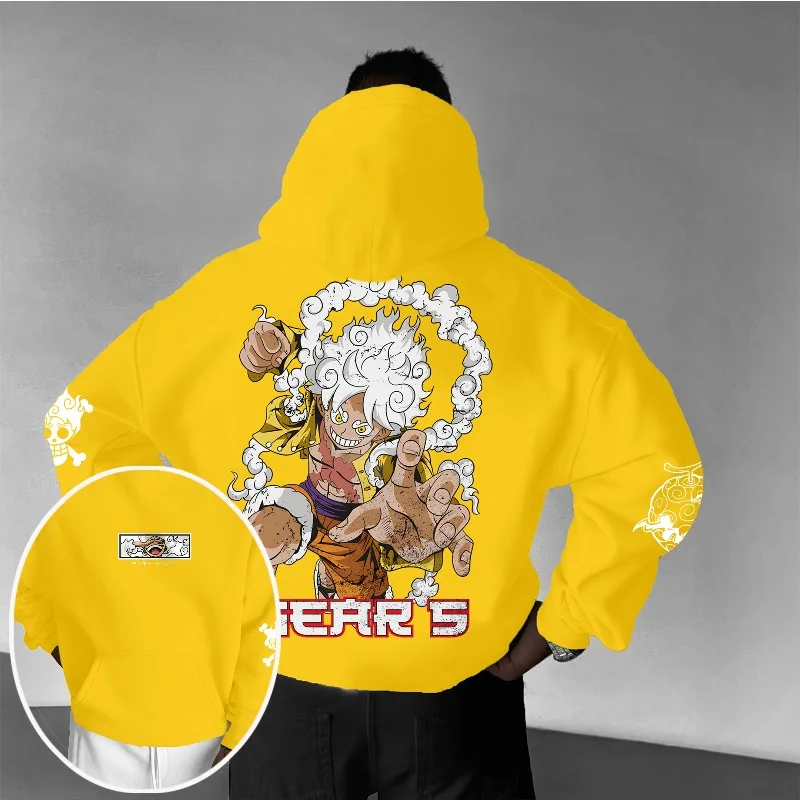 

New One Piece Anime 3D Print Hoodie Luffy Gear 5 Character Graphic Hoodie Cloud Element "GEAR 5" Text Design for Casual Fashion