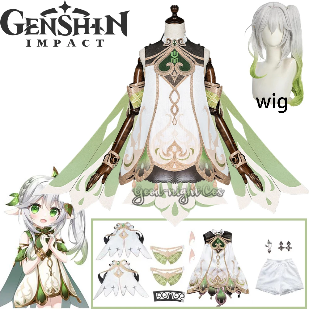 Genshin Impact Game Cosplay Costumes pour adultes et enfants, Sumeru, Ege, God, Nahida, Perruque, Robe, Cape, Femme, Oreilles mignonnes, Lolita, Ensemble d'Halloween