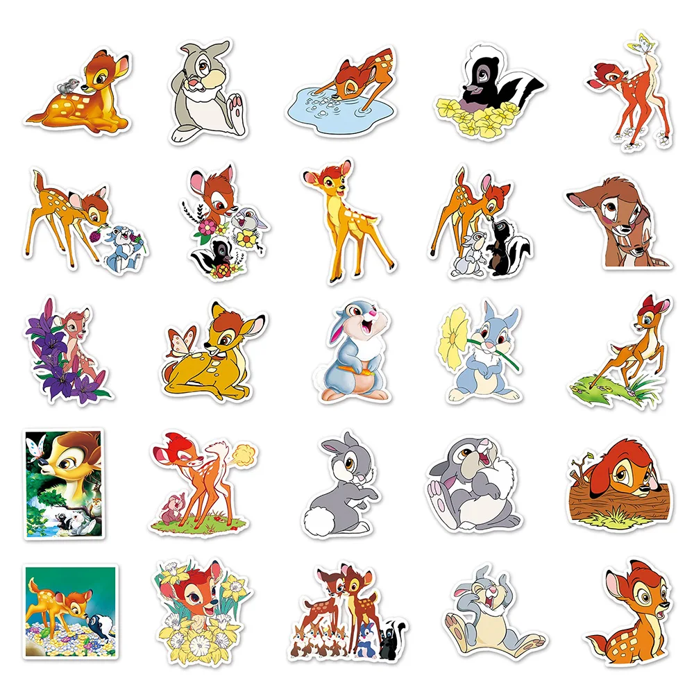 10/30/50PCS Disney Cute Cartoon Bambi Stickers DIY Phone Guitar Laptop Luggage Skateboard Graffiti Decals Fun Kid Toys