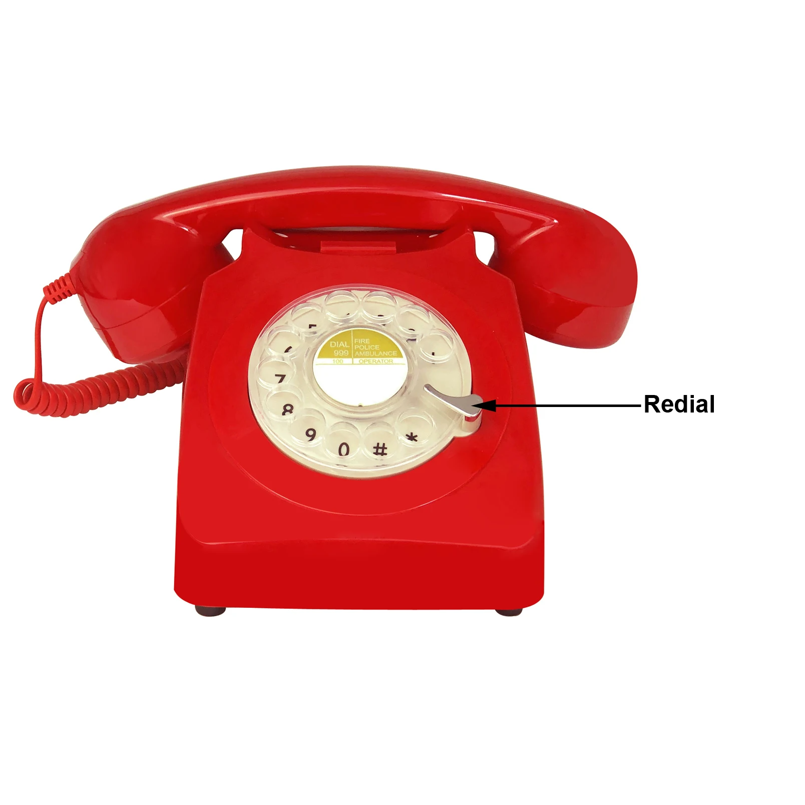 Corded Telephone,Red Retro Phones,1960s' Old Fashion Landline Phones Vintage Rotary Dial Phone for Home Office Shops Art Decor