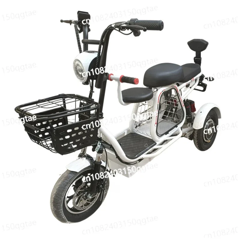 Powerful Electric Tricycle for Adults 48V 500W Dual Motor 3 Wheels Parent Child Electric Scooter Mobility Scooter Pink White