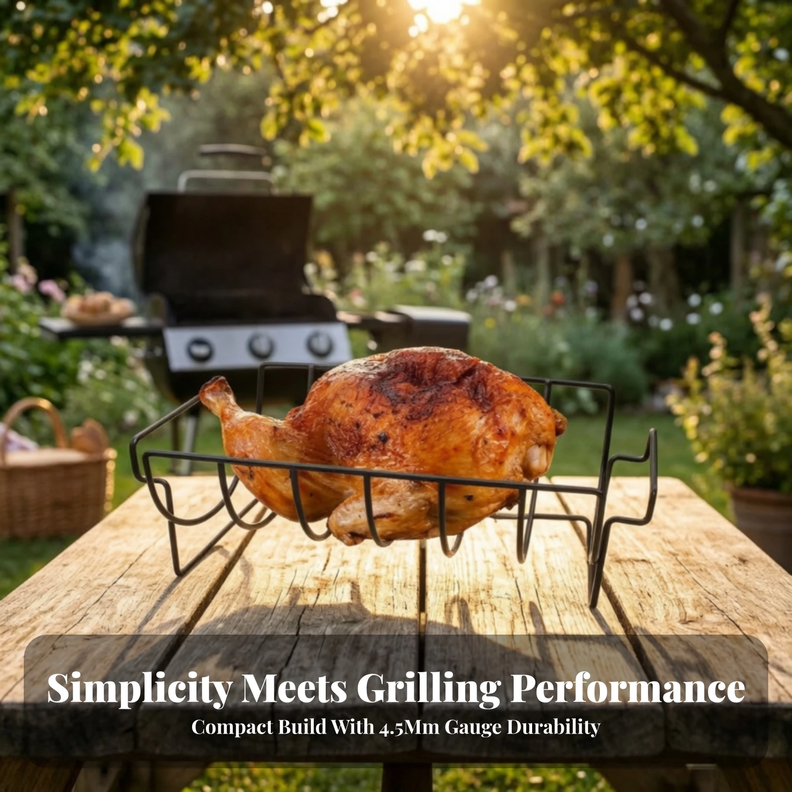 Roasting Rack with Handles Heavy-Duty Curved Barbecue Rack Cookware Portable Versatile for Grill Masters, Family Cookouts