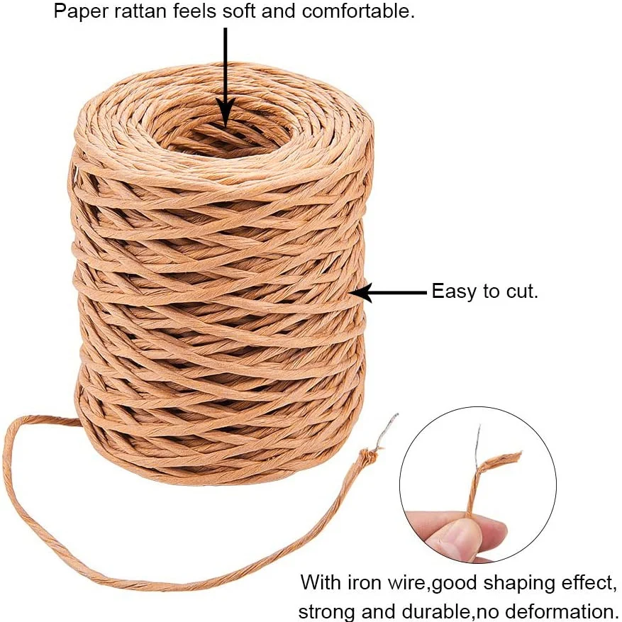 1.0Mm Light Brown Floral Bind Wire Wrap Twine Handmade Iron Wire Paper Rattan for Flower Bouquets (Length: 210M)