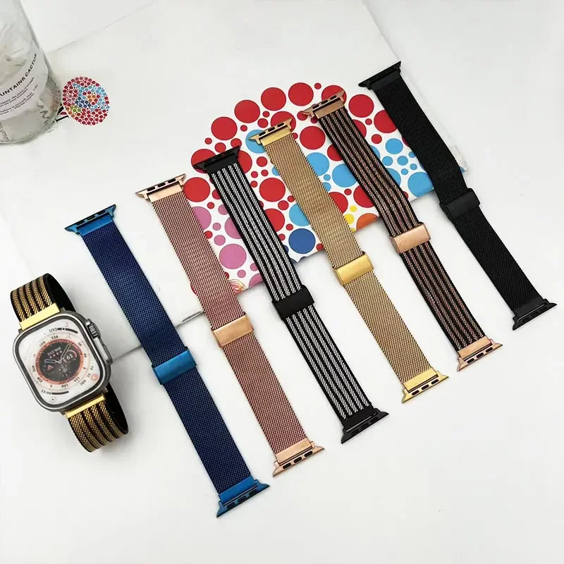 Stainless Steel Woven Strap For Apple Watch Ultra 2 49mm Metal Slim 45mm 46mm For iWatch Series 10 9 8 7 6 5 SE 42mm Accessories