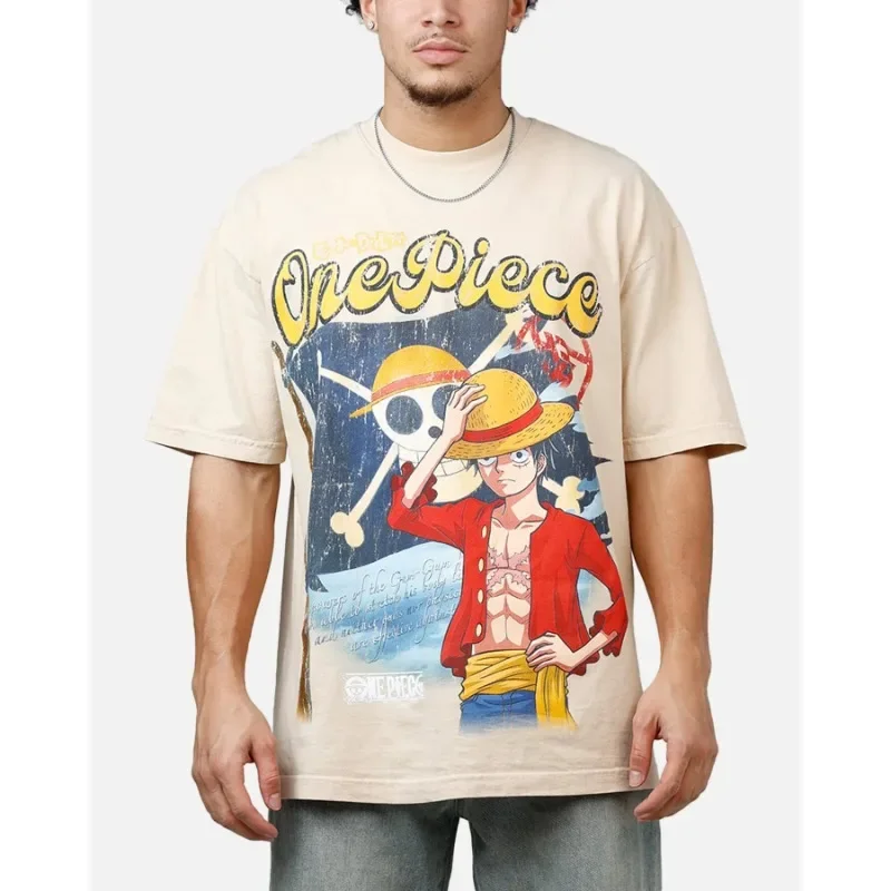 Camiseta oficial de una pieza, moda de verano 2025, nueva camiseta holgada de Anime Unisex, sombrero de paja, diseño de piratas, estilo Retro cómodo