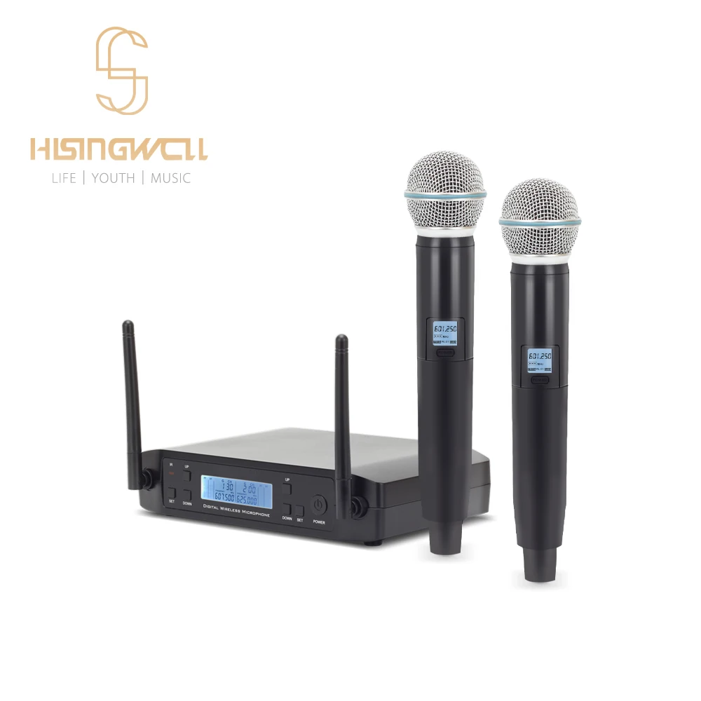 

HISINGWELL UHF Dual Wireless Microphone System, Suitable for Stage, Karaoke, Church, Speech(GLXD4)