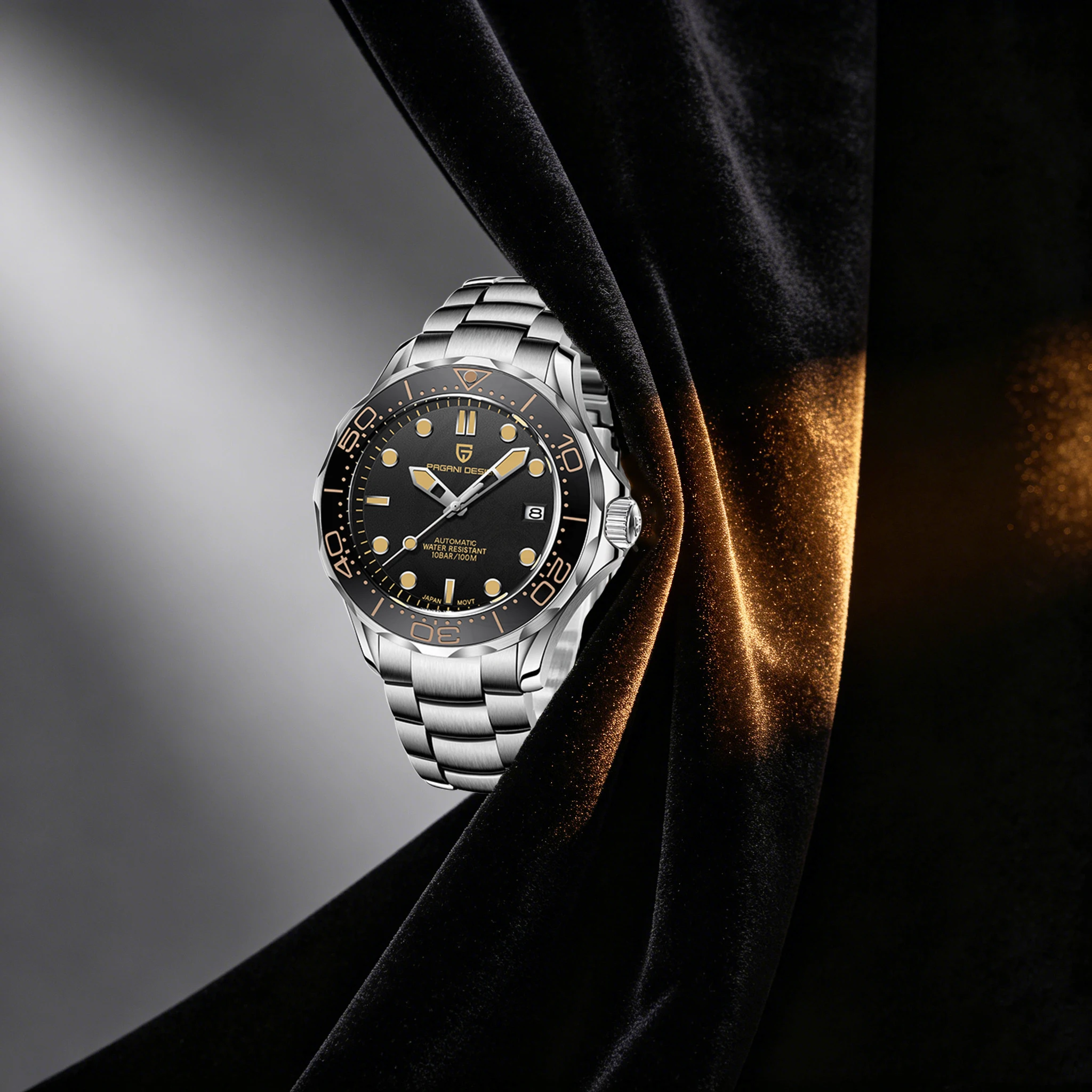 PAGANI DESIGN Stylish Mens Mechanical Watch Classic Old-Money Style Steel Bracelet Luminous Waterproof Watch For Man Ideal‑Gift