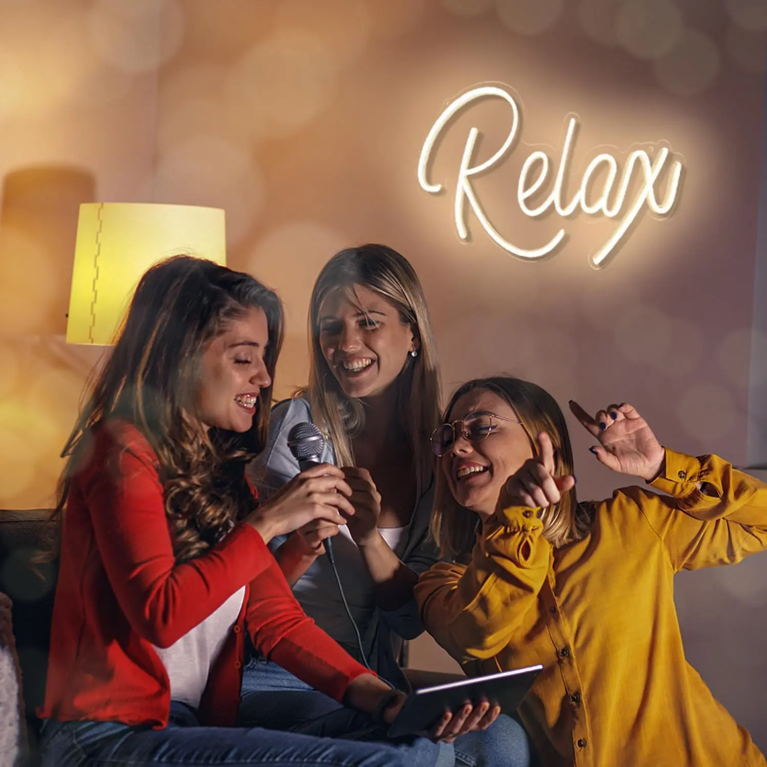 Relax Neon Sign LED Neon Sign Light for Wall Decor Letters USB Powered Dimmable Night Light for Bedroom Birthday Party Gift