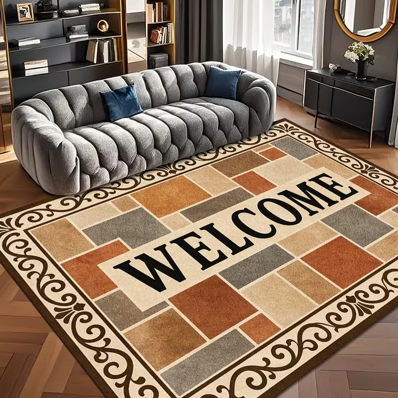 Black Gold Brush Stroke Abstract Striped Rug Non Slip Floor Mat Modern Neutral Brush Texture Print Soft Carpet for Living Room
