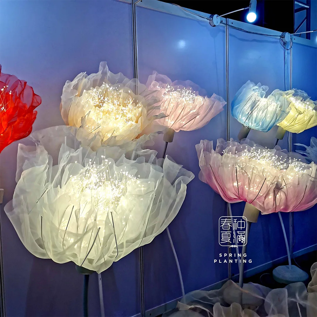 SPRING PLANTING LED Petals Unfold Automatically Flower-shaped Wedding Lights for Backdrops Themes Enhancing Wedding Decorations
