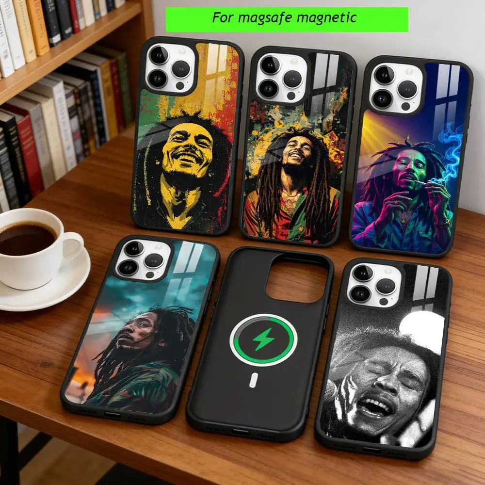 

Singer B-Bob Marley Phone Case For iPhone17,16,15,14,13,12,11 Plus,Pro Magnetic For Magsafe Wireless Charging