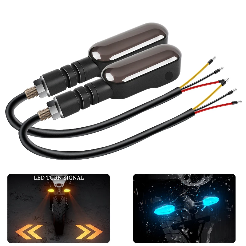 

1Pair Motorcycle LED Turn Signal Lamp Projection Lamp Sequential Flowing Flash Indicator Lights Running Light for Sportster
