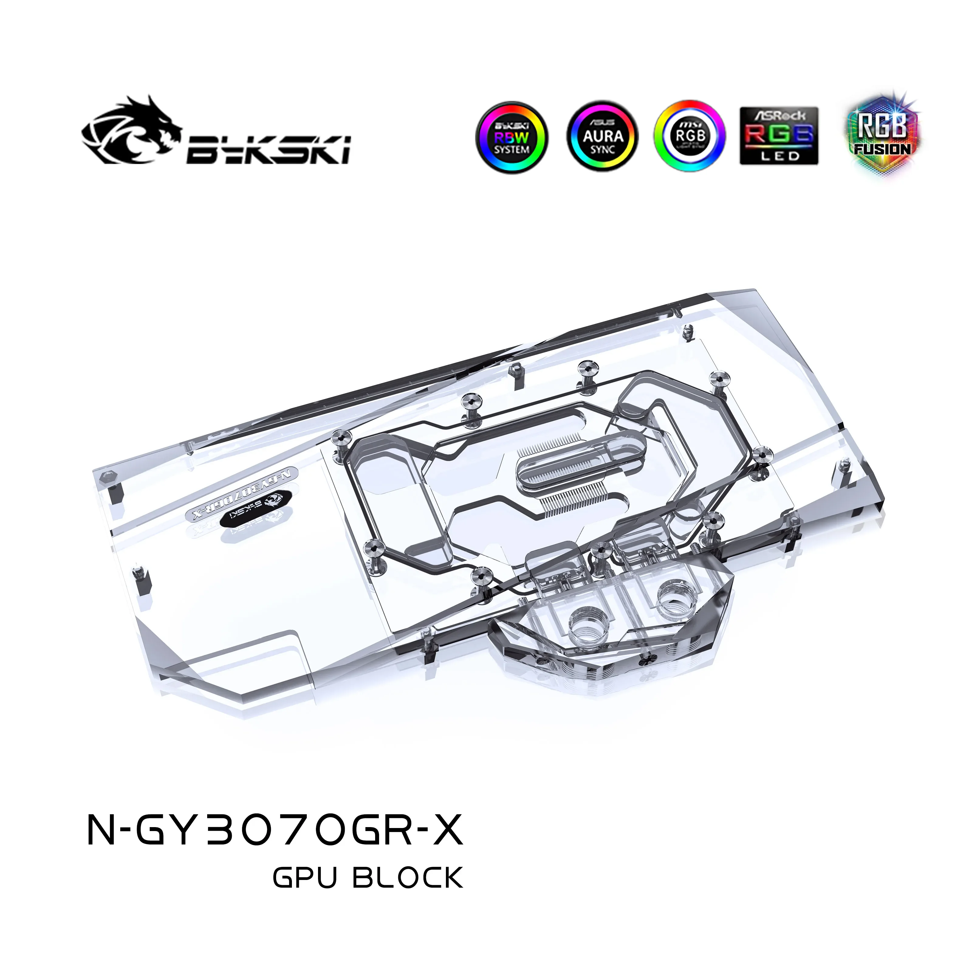 Bykski N-GY3070GR-X Blocco acqua da utilizzare per GALAXY RTX 3070 GAMER OC Scheda GPU / Blocco radiatore in rame a copertura totale / Prevenire la corrosione