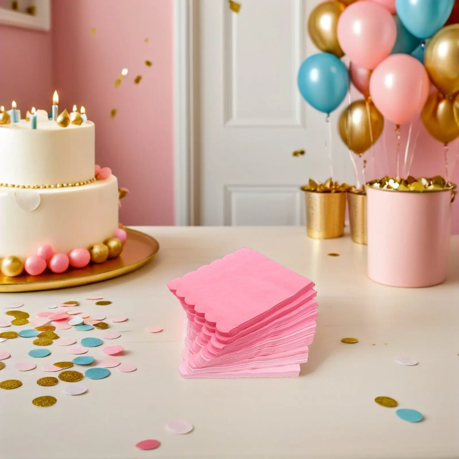 Pink Ombre Dining Paper Napkins Soft Polyester Feel for Weddings Parties Catering Events Disposable Table Supplies