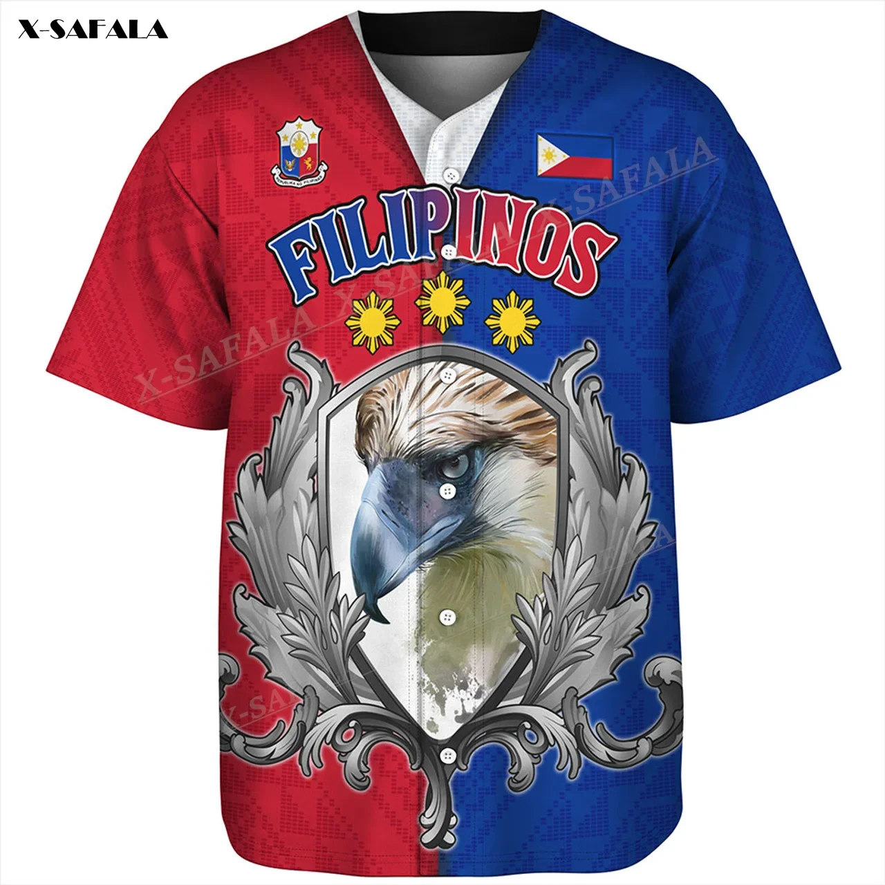 

Philippines Filipinos Philippine Eagle 3D Printed High Quality Baseball Jersey Shirts Tee Men Golfer Clothing Sports Casual Tops