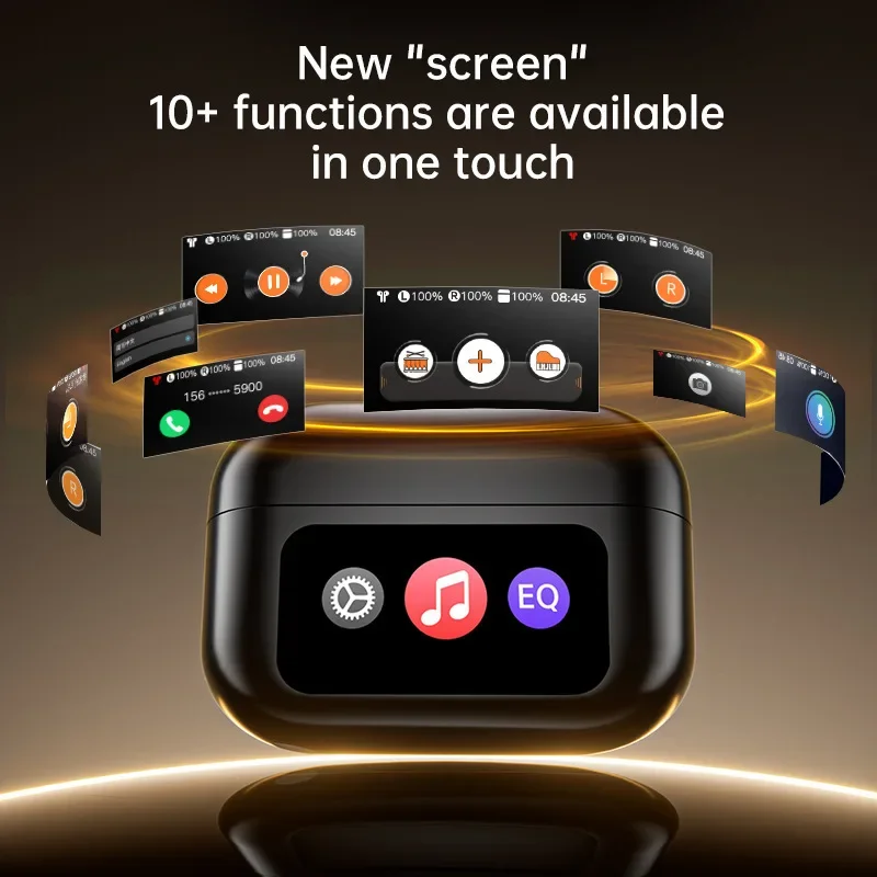 หูฟังไร้สายแบบหนีบหูพร้อมหน้าจอสัมผัส แปลภาษาได้ 150 ภาษาด้วย AI แปลภาษาแบบเรียลไทม์ หูฟังบลูทูธอัจฉริยะ