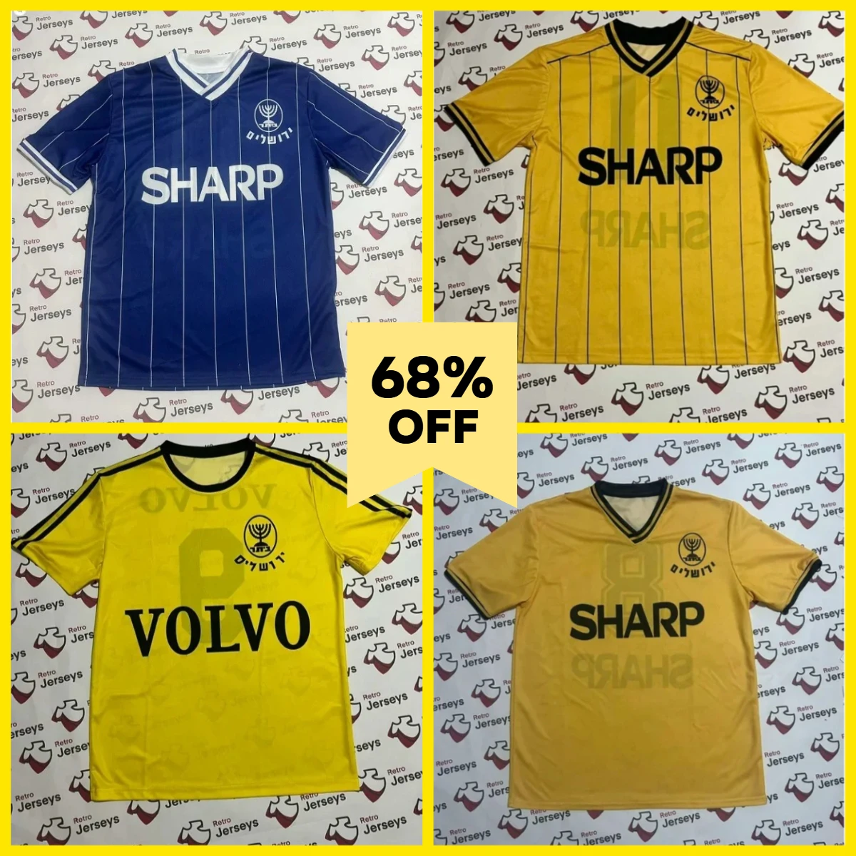 

Motorcy Top CleBeitar Jerusalem 1987-1988 Away - Retro Jerseys HD Printing #10 V-Neck Polo Shirt Men‘s Breathable Sports Shirts