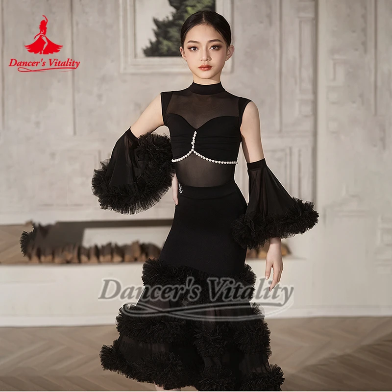 Bambino Danza sociale latina Esegui e tuta da allenamento Vitalità del ballerino Abito di garza Gonna con frange Una varietà di stili coordinati di abbigliamento