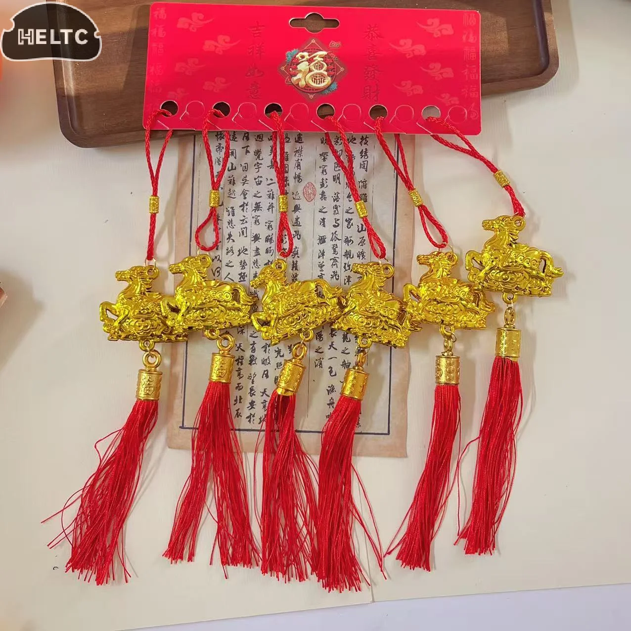 2/6 Pcs 2026 Year Of The Horse Wall Hanging Car Ornament Chinese New Year Red Gold Pendant Lucky Decor Housewarming Gifts