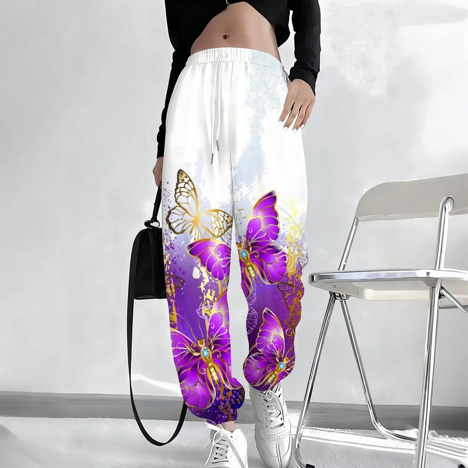 Winter Printed Sport Pants Autumn Trousers Fashion Casual Pants Vintage Elegant Joggers Women's Drawstring Pants