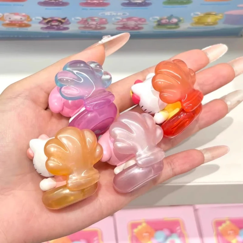 Sanrio Hello Kitty Cartoon Pearlescent Shell Series Blind Box Luminous Night Desktop Ornament My Melody Room Decoration Toys