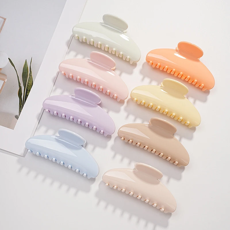 Fashion Solid Color Temperament Semicircle Large Hair Claw For Women Girls Elegant Hair Clip Shark Clip Hair Accessories