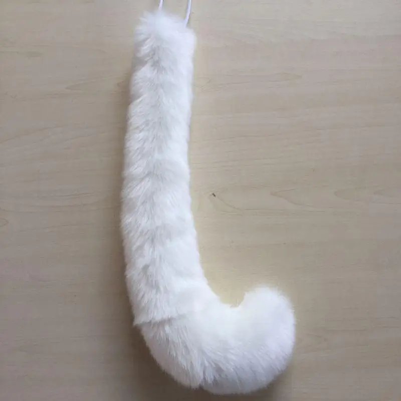 Q0KE niños adultos Anime Color sólido felpa para gato accesorios Cosplay orejas animales Bandana cola larga Halloween