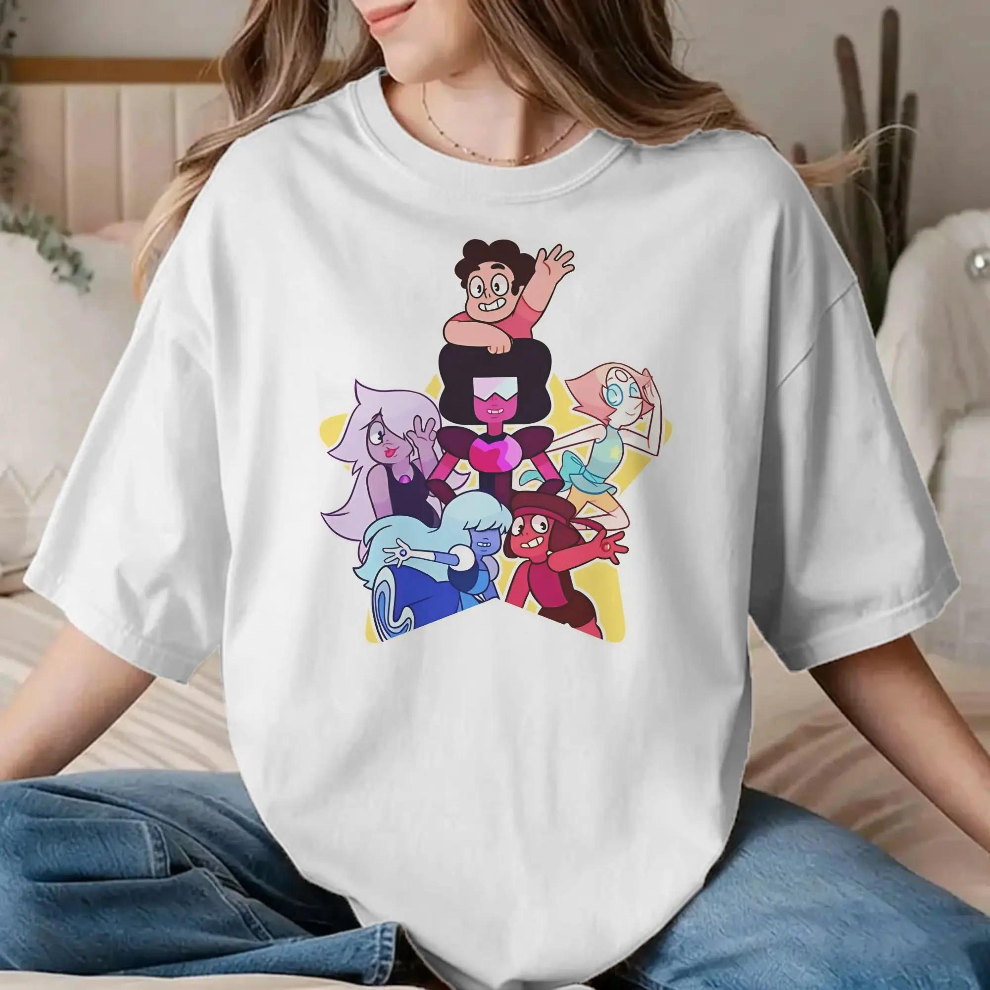 Novelty Garnet Peridot Lapis Lazuli T-Shirt Men Women's Crewneck Pure Cotton T Shirt Steven-Universed Tee Shirt Printed Tops