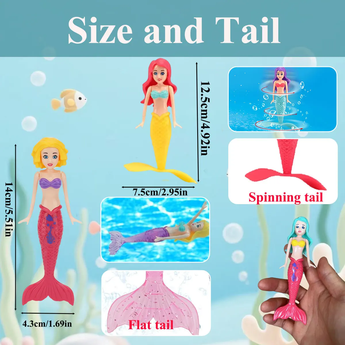 Jouets de plongée sirène, 2/3/4 pièces, jouet de bain coloré, jeu dans la piscine d'eau, flotteur, 2 Modes de montée, jeux pour tout-petits, cadeau pour enfants, nouvelle collection