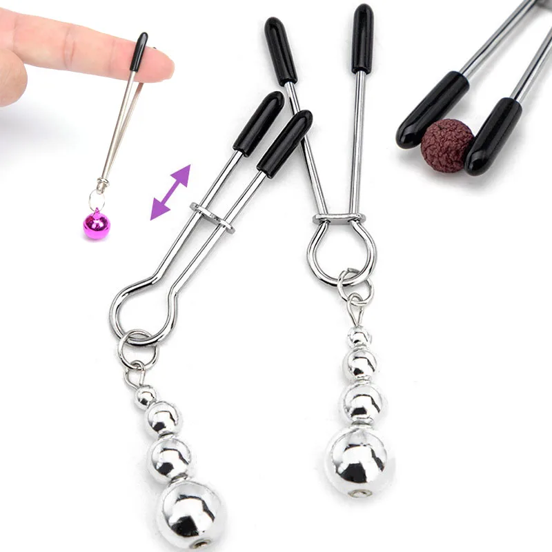 Metal Nipple Clamps clips ring bell BDSM breast Bondage restraint Sex Toy For Women Couple play Game