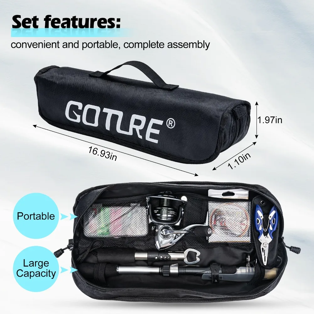 Goture Telescopic Fishing Lure Rod Reel Set 2.1m/2.4m/2.7m Fishing Rod with Line Lures Fish Controllerfor Fishing Pliers