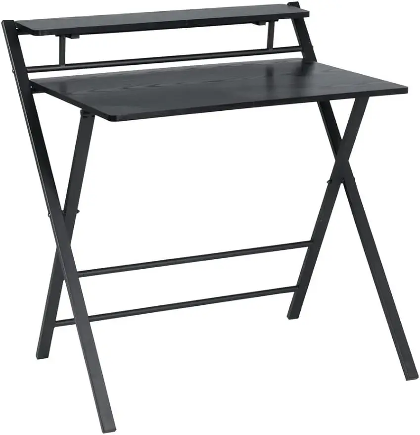 

32.1'' Folding Desk, 2 Tier Foldable Writing Table Assembled Saves Space for Home Office Study, Metal Frames