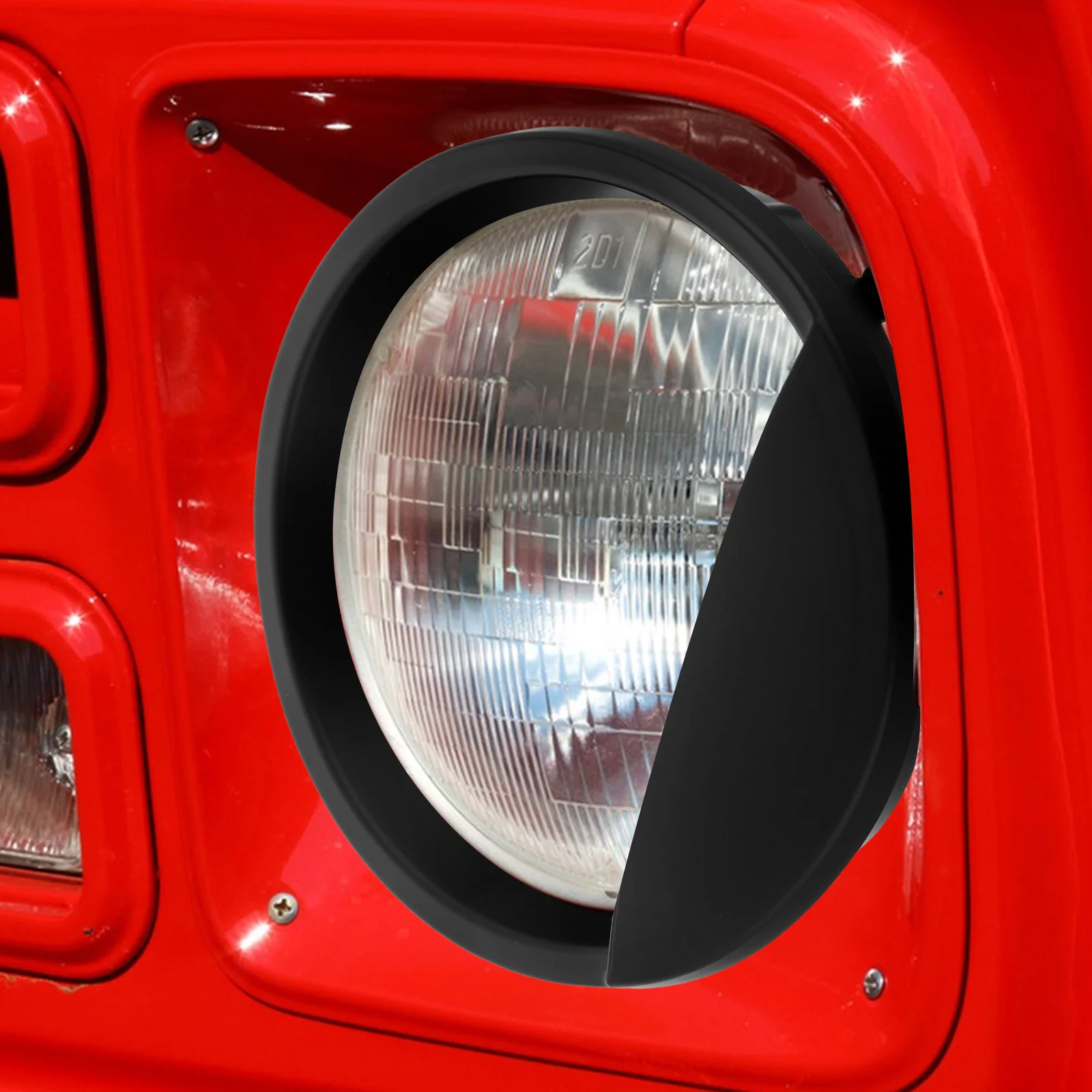 

2Pcs Black Headlamp Bezels Trim Plastic Headlight Replacement Repair Accessories for 7inch Headlights Waterproof