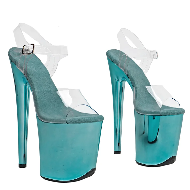 

Leecabe 20cm/ 8inches Clear PVC upper electroplate platform high heel sandals stripper heel pole dance shoes