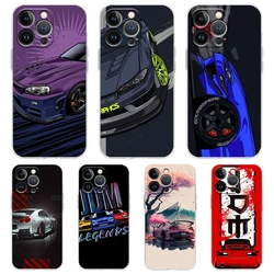 JDM Sports Cars Male Men Case for iPhone 16 15 14 13 12 Pro Max Cover Transparent for iPhone 11 Pro Max 7 8 Plus XS XR Shell Bag