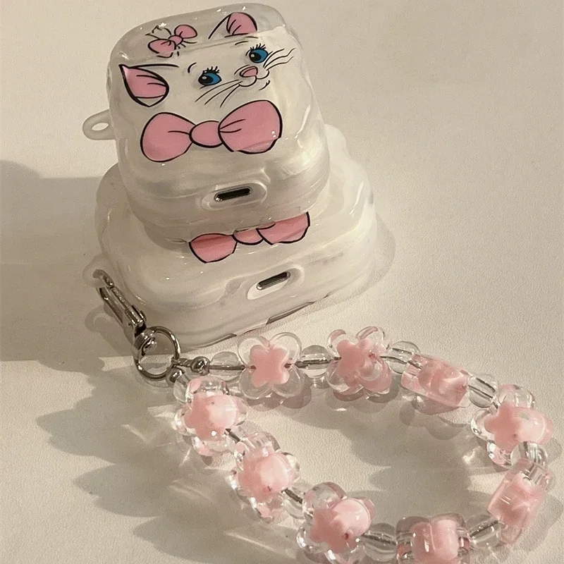 Cartoon Marry Cat Earphone Cover For Apple AirPods 1 2 3 Generation Airpods Pro Wireless Bluetooth Headphone Case With Keyring