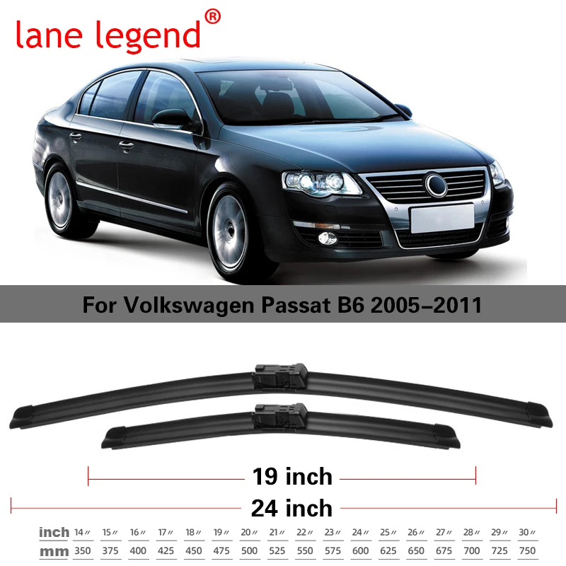 Wiper LHD Front Wiper Blades For VW Volkswagen Passat B6 2005 - 2011 Windshield Windscreen Window Car Rain Brushes 24\'\'+19\'\'